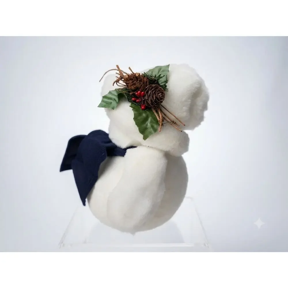 Vintage Plush Snowman Holiday Decoration, Soft Winter Scarf and Hat Home Decor